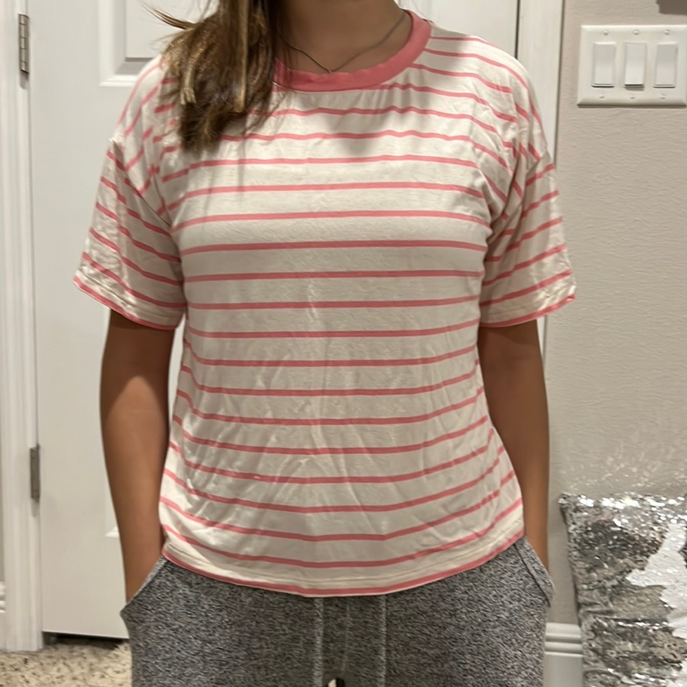 Pink and White Striped Tee